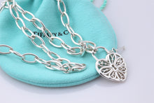 Load image into Gallery viewer, Tiffany &amp; Co. Silver Keyhole Heart Filigree &amp; Mini Key Pendant Oval Link Necklace
