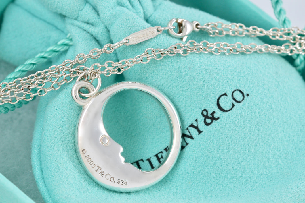 Tiffany & Co. Silver Man in The Moon Double Chain Necklace