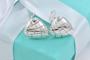 Tiffany & Co. Nature Silver Reptile Texture Triangle Clip-on Earrings