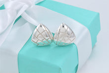 Load image into Gallery viewer, Tiffany &amp; Co. Nature Silver Reptile Texture Triangle Clip-on Earrings
