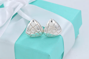 Tiffany & Co. Nature Silver Reptile Texture Triangle Clip-on Earrings