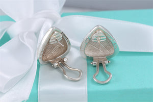 Tiffany & Co. Nature Silver Reptile Texture Triangle Clip-on Earrings