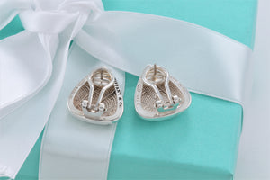 Tiffany & Co. Nature Silver Reptile Texture Triangle Clip-on Earrings