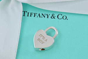 Tiffany & Co. Silver  "It's a Boy" Heart Padlock Pendant