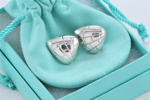 Tiffany & Co. Nature Silver Reptile Texture Triangle Clip-on Earrings