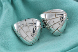 Tiffany & Co. Nature Silver Reptile Texture Triangle Clip-on Earrings