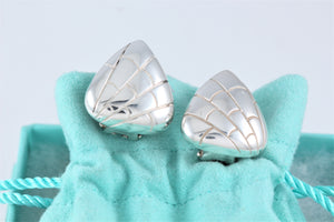 Tiffany & Co. Nature Silver Reptile Texture Triangle Clip-on Earrings