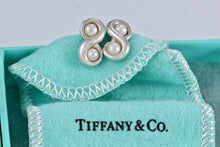 Load image into Gallery viewer, Tiffany &amp; Co. Infinity Silver Pearl Stud Earrings
