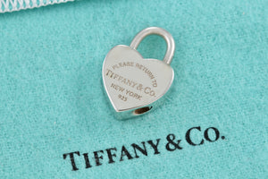 Please Return to Tiffany & Co. Silver Heart Padlock Charm Pendant