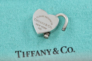 Please Return to Tiffany & Co. Silver Heart Padlock Charm Pendant