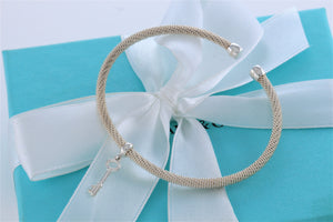 Tiffany & Co. Dangling Key Charm Mesh Cuff Bracelet