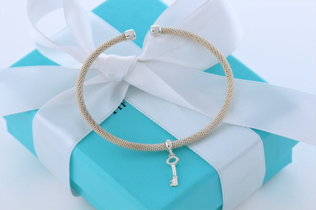 Tiffany & Co. Dangling Key Charm Mesh Cuff Bracelet