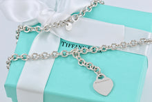 Load image into Gallery viewer, Return To Tiffany &amp; Co. Silver Drop Dangle Heart Tag 6mm Link Necklace
