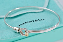 Load image into Gallery viewer, Tiffany &amp; Co. 18Kt. Gold &amp; Silver Hook &amp; Eye Bangle Small Bracelet Vintage Version 1
