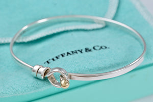 Tiffany & Co. 18Kt. Gold & Silver Hook & Eye Bangle Small Bracelet Vintage Version 1