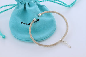 Tiffany & Co. Dangling Key Charm Mesh Cuff Bracelet