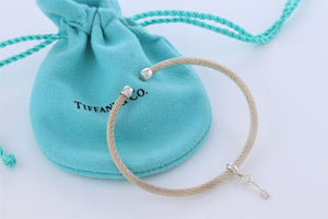 Tiffany & Co. Dangling Key Charm Mesh Cuff Bracelet