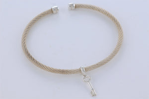 Tiffany & Co. Dangling Key Charm Mesh Cuff Bracelet