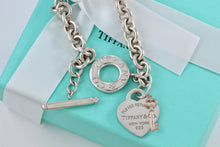 Load image into Gallery viewer, Return To Tiffany &amp; Co. Silver Heart &amp; Rubedo Mini Key Pendant 8mm Link Toggle Bracelet
