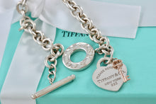 Load image into Gallery viewer, Return To Tiffany &amp; Co. Silver Heart &amp; Rubedo Mini Key Pendant 8mm Link Toggle Bracelet
