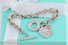 Load image into Gallery viewer, Return To Tiffany &amp; Co. Silver Heart &amp; Rubedo Mini Key Pendant 8mm Link Toggle Bracelet
