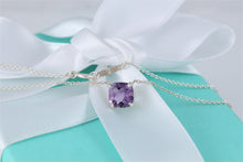 Load image into Gallery viewer, Tiffany &amp; Co. Silver Sparkler Purple Amethyst Pendant Necklace
