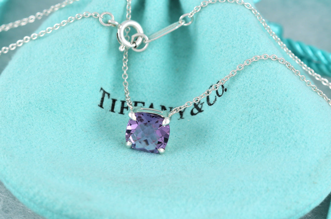 Tiffany & Co. Silver Sparkler Purple Amethyst Pendant Necklace