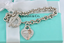 Load image into Gallery viewer, Return To Tiffany &amp; Co. Silver Heart &amp; Rubedo Mini Key Pendant 8mm Link Toggle Bracelet
