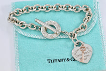 Load image into Gallery viewer, Return To Tiffany &amp; Co. Silver Heart &amp; Rubedo Mini Key Pendant 8mm Link Toggle Bracelet
