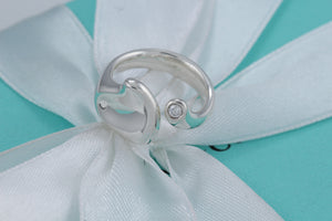 Tiffany & Co. Elsa Peretti Silver Diamond Full Heart Ring