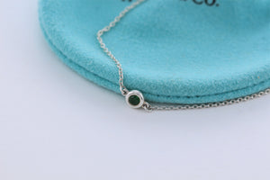 Tiffany & Co. Elsa Peretti Slver Color By The Yard Tsavorite Delicate Chain Bracelet