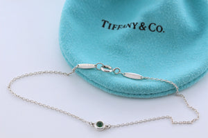 Tiffany & Co. Elsa Peretti Slver Color By The Yard Tsavorite Delicate Chain Bracelet