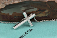 Load image into Gallery viewer, Tiffany &amp; Co. Silver Diamond Large Cross Pendant Necklace
