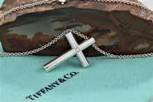 Load image into Gallery viewer, Tiffany &amp; Co. Silver Diamond Large Cross Pendant Necklace
