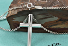 Load image into Gallery viewer, Tiffany &amp; Co. Silver Diamond Large Cross Pendant Necklace
