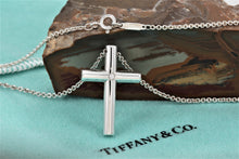 Load image into Gallery viewer, Tiffany &amp; Co. Silver Diamond Large Cross Pendant Necklace
