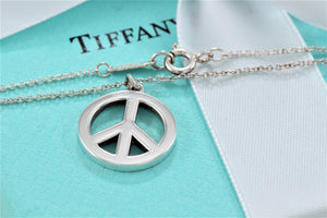 Tiffany & Co. Silver Peace Sign Large Pendant Necklace