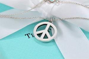 Tiffany & Co. Silver Peace Sign Large Pendant Necklace