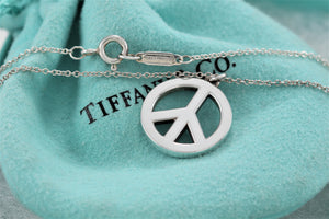 Tiffany & Co. Silver Peace Sign Large Pendant Necklace