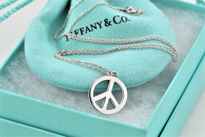 Tiffany & Co. Silver Peace Sign Large Pendant Necklace