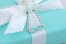 Load image into Gallery viewer, Tiffany &amp; Co. Infinity Silver Blue Enamel Double Chain Bracelet
