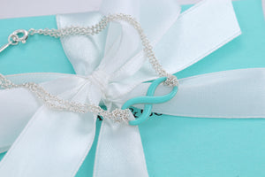 Tiffany & Co. Infinity Silver Blue Enamel Double Chain Bracelet