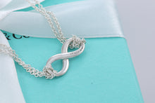 Load image into Gallery viewer, Tiffany &amp; Co. Infinity Silver Blue Enamel Double Chain Bracelet
