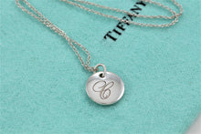 Load image into Gallery viewer, Tiffany &amp; Co. Silver Small Letter &#39;&#39;B&#39;&#39; Disc Pendant Necklace YOURS
