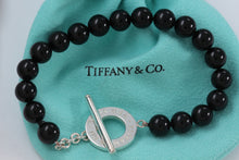 Load image into Gallery viewer, Tiffany &amp; Co. Silver Onyx 8mm Beaded Toggle 8.5&quot; Bracelet New Version
