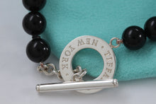 Load image into Gallery viewer, Tiffany &amp; Co. Silver Onyx 8mm Beaded Toggle 8.5&quot; Bracelet New Version
