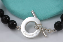 Load image into Gallery viewer, Tiffany &amp; Co. Silver Onyx 8mm Beaded Toggle 8.5&quot; Bracelet New Version
