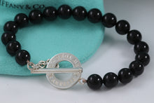 Load image into Gallery viewer, Tiffany &amp; Co. Silver Onyx 8mm Beaded Toggle 8.5&quot; Bracelet New Version
