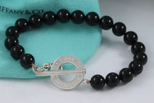 Load image into Gallery viewer, Tiffany &amp; Co. Silver Onyx 8mm Beaded Toggle 8.5&quot; Bracelet New Version
