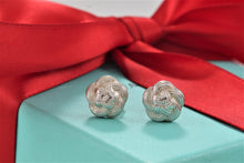 Load image into Gallery viewer, Tiffany &amp; Co. Nature Silver Round Weave Knot Flower Stud Earrings
